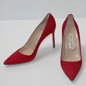 Manolo Blahnik BB 105 mm Red Suede Pump Heels  in size EU 40 / US 10 NEW $725